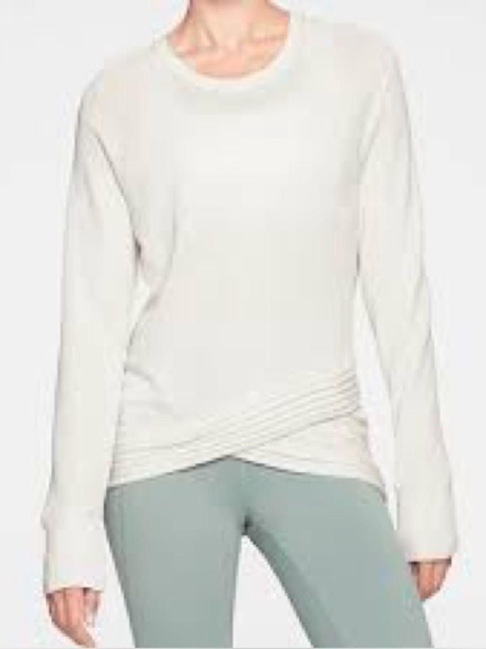 Athleta Active Serenity Criss Cross Sweatshirt Women White Soft Size Small
